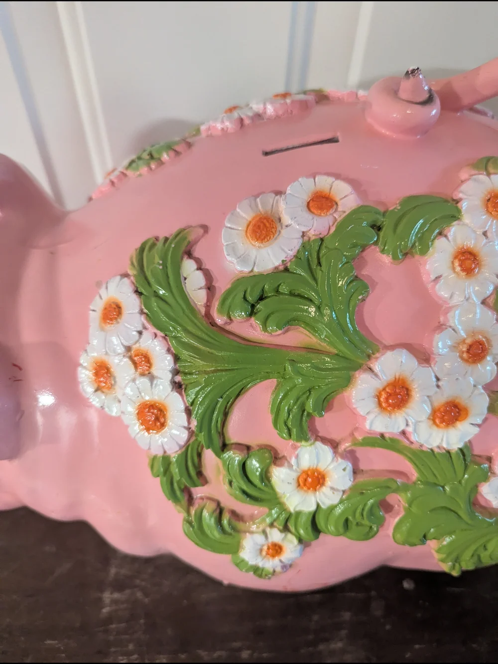 Vintage 1976 Pink Floral Ceramic Pig Piggy Bank - Picture 6 of 16